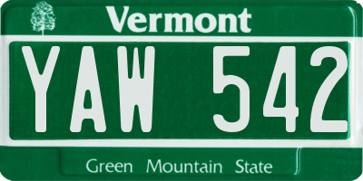VT license plate YAW542