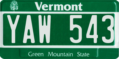 VT license plate YAW543
