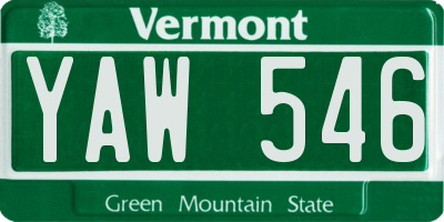 VT license plate YAW546