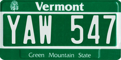 VT license plate YAW547