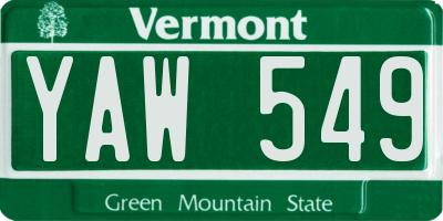 VT license plate YAW549