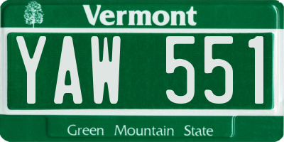 VT license plate YAW551