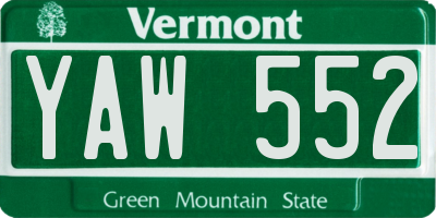 VT license plate YAW552