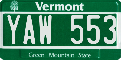 VT license plate YAW553