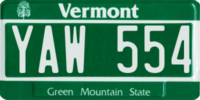 VT license plate YAW554