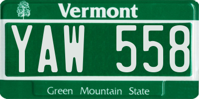 VT license plate YAW558