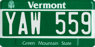 VT license plate YAW559