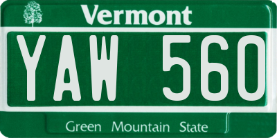 VT license plate YAW560