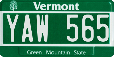 VT license plate YAW565
