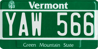 VT license plate YAW566