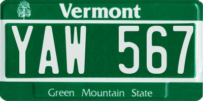 VT license plate YAW567