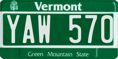 VT license plate YAW570