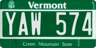 VT license plate YAW574