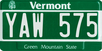 VT license plate YAW575