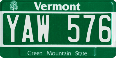 VT license plate YAW576