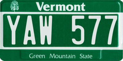 VT license plate YAW577