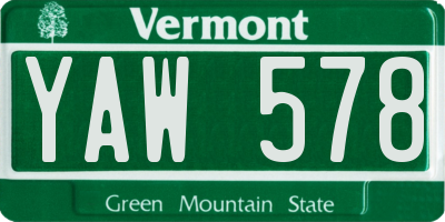 VT license plate YAW578