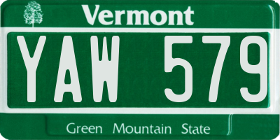 VT license plate YAW579