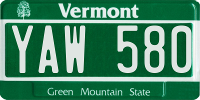 VT license plate YAW580
