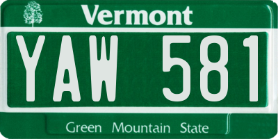 VT license plate YAW581