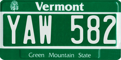 VT license plate YAW582