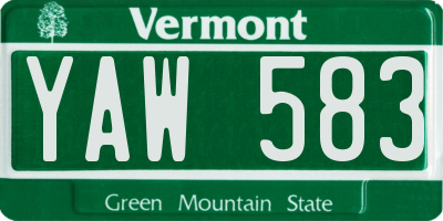 VT license plate YAW583