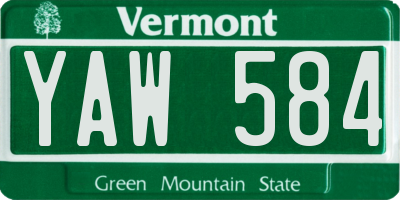 VT license plate YAW584