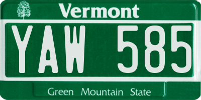 VT license plate YAW585