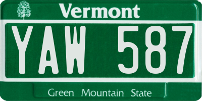 VT license plate YAW587