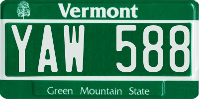 VT license plate YAW588
