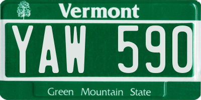 VT license plate YAW590