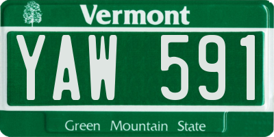 VT license plate YAW591