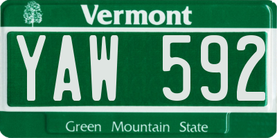 VT license plate YAW592