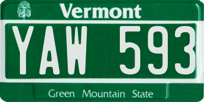 VT license plate YAW593