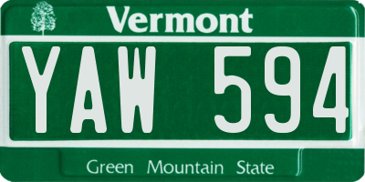 VT license plate YAW594