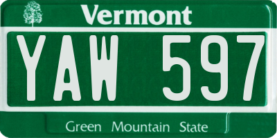 VT license plate YAW597