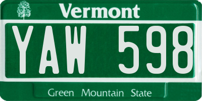 VT license plate YAW598