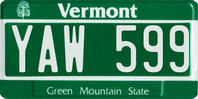 VT license plate YAW599