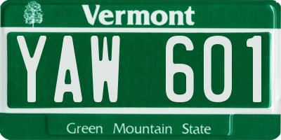 VT license plate YAW601