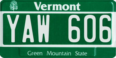 VT license plate YAW606