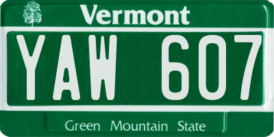 VT license plate YAW607