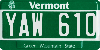 VT license plate YAW610
