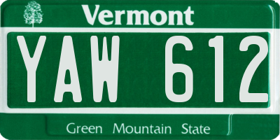 VT license plate YAW612