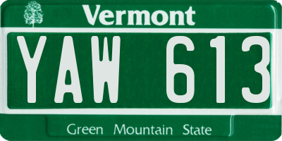 VT license plate YAW613