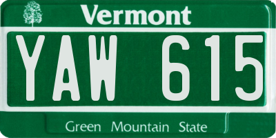 VT license plate YAW615