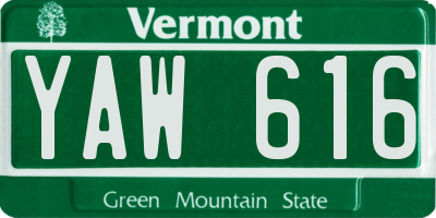 VT license plate YAW616