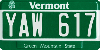 VT license plate YAW617
