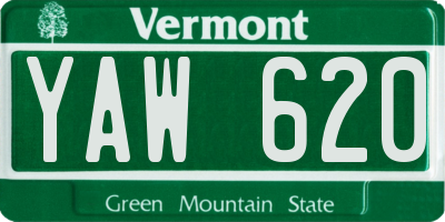 VT license plate YAW620