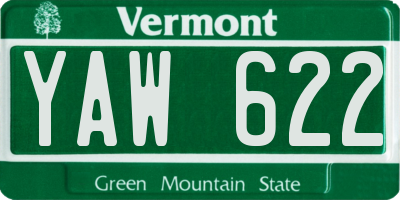 VT license plate YAW622