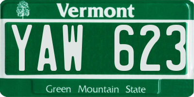 VT license plate YAW623